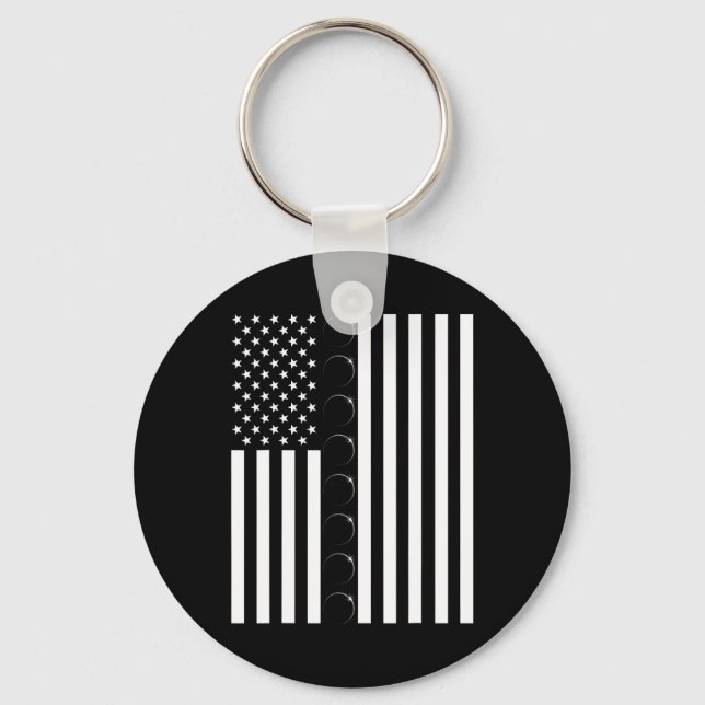 Total Solar Eclipse US American Flag 04.08.2024 To Keychain (Front)