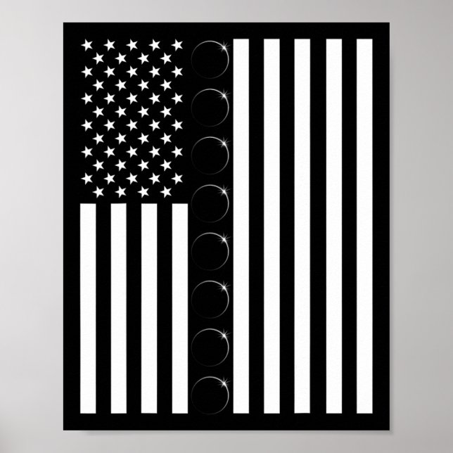 Total Solar Eclipse US American Flag 04.08.2024 To Poster (Front)