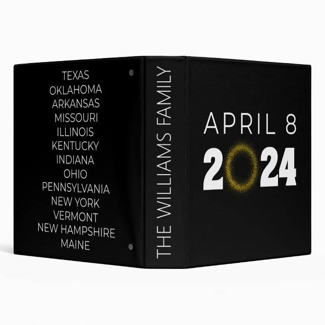Total Solar Eclipse USA April 8, 2024 3 Ring Binder (Background)