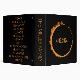 Total Solar Eclipse USA April 8, 2024 3 Ring Binder