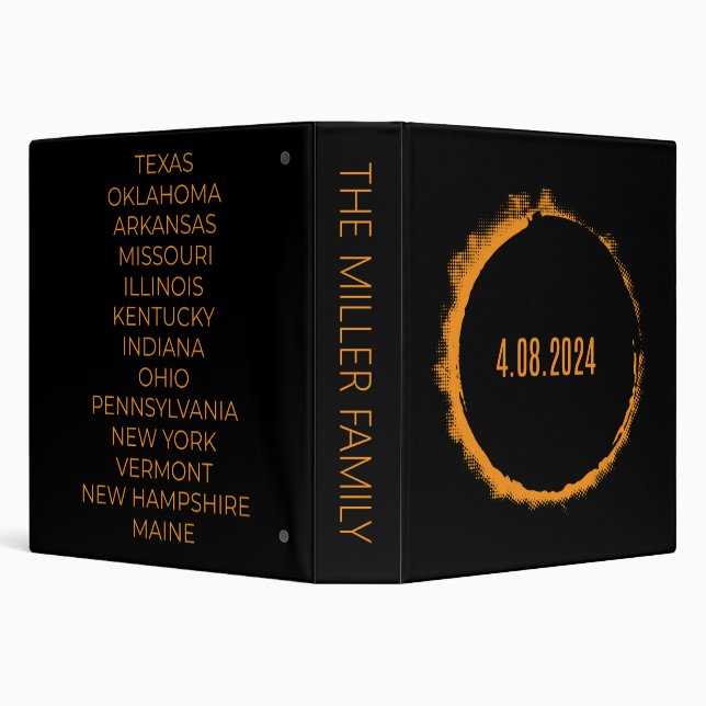 Total Solar Eclipse USA April 8, 2024 3 Ring Binder (Background)