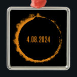 Total Solar Eclipse USA April 8, 2024 Metal Ornament<br><div class="desc">Total Solar Eclipse USA April 8, 2024 T-Shirt The next time Earth will witness a total solar eclipse is April 8, 2024, and has been dubbed "The Great North American Eclipse" as it will be visible throughout North and Central America. It will start in Mexico, cross into Texas then head...</div>