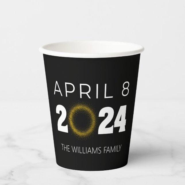 Total Solar Eclipse USA April 8, 2024 Paper Cups (Front)