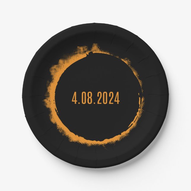 Total Solar Eclipse USA April 8, 2024 Paper Plates (Front)