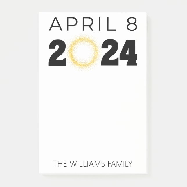 Total Solar Eclipse USA April 8, 2024 Post-it Notes (Front)