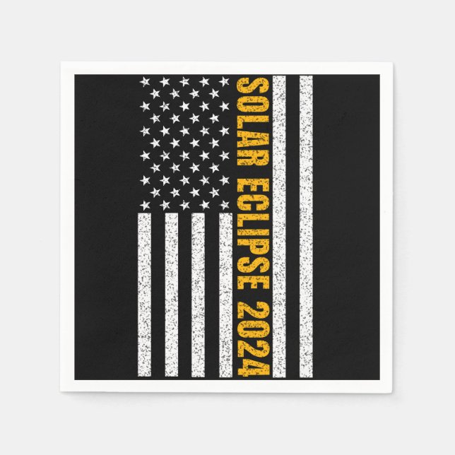 Total Solar Eclipse USA April 8, 2024  US flag Napkins (Front)