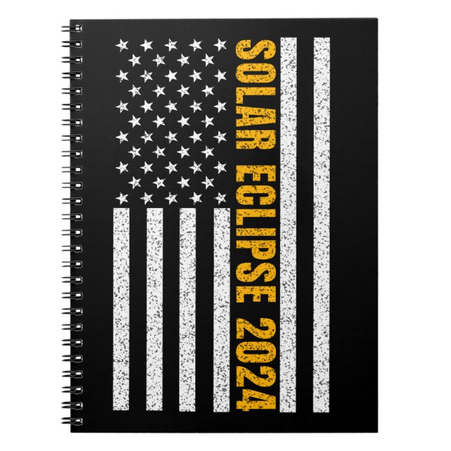 Total Solar Eclipse USA April 8, 2024  US flag Notebook (Front)