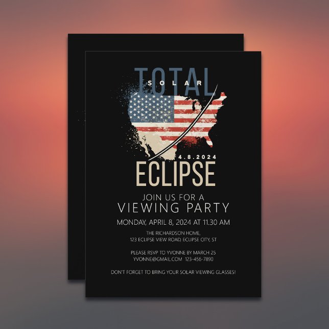 Total Solar Eclipse USA Map Viewing Party Invitation (Add details to customize your Eclipse Viewing event)
