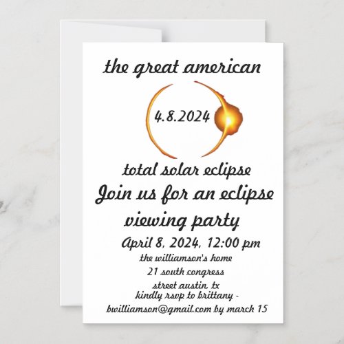 Total Solar Eclipse Viewing Party 482024 USA Inv Magnetic Invitation
