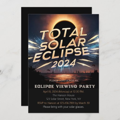 Total Solar Eclipse Viewing Party Invitation Apr 8