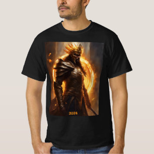 Total Solar Eclipse Warrior in Armor 2024 Men's T-Shirt