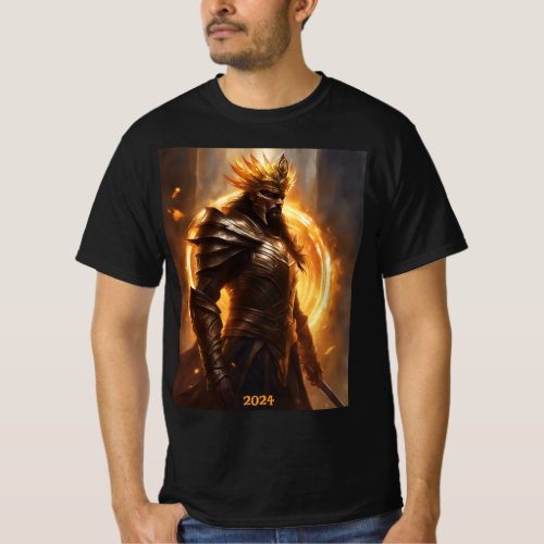 Total Solar Eclipse Warrior in Armor 2024 Mens T_Shirt