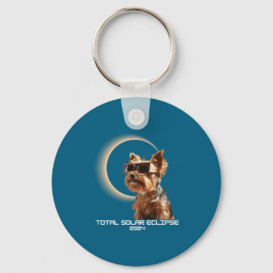 Total Solar Eclipse Yorkshire Terrier Keychain