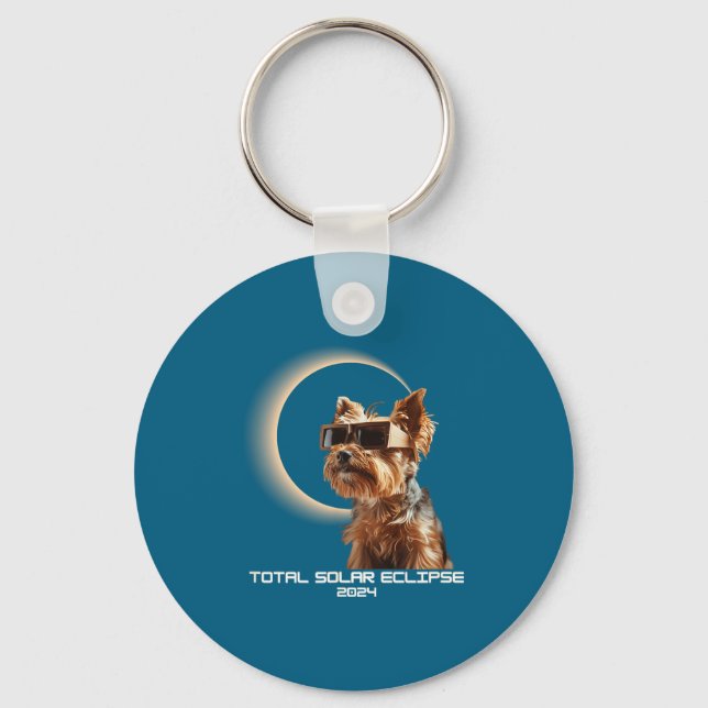 Total Solar Eclipse Yorkshire Terrier Keychain (Front)
