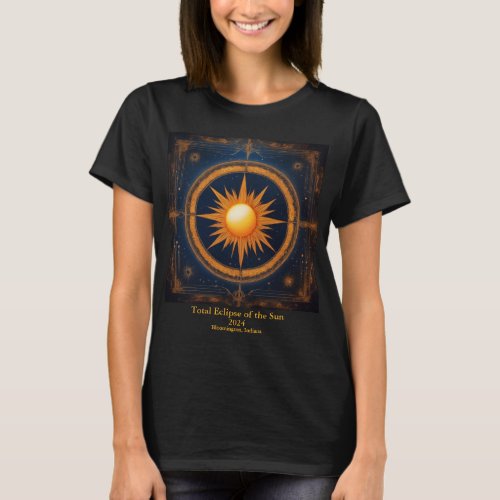 Total Solar Eclipse YOUR Text Name Blue Orange T_Shirt