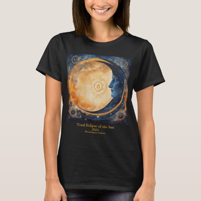 Total Solar Eclipse YOUR Text Name Moon Face T-Shirt (Front)