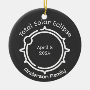 Total Solar Gift Eclipse 2024 Modern Minimal Ceramic Ornament