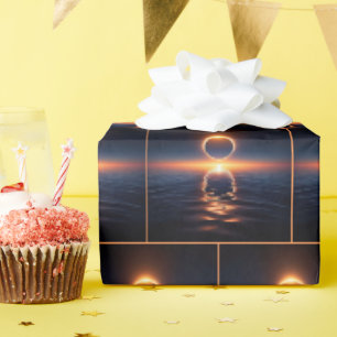 Total Sun Eclipse Over Ocean Water Wrapping Paper