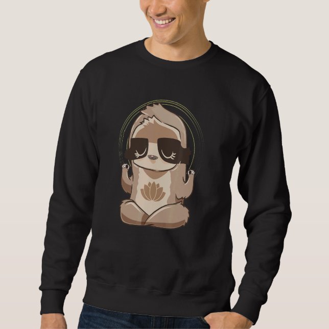 Total Zen Yoga Sloth Meditating Lotus Sweatshirt (Front)