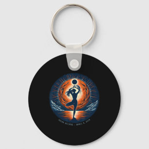 Totality April 8 Total Solar Eclipse Women Yoga _1 Keychain
