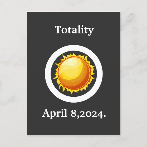 Totality Great American Solar Eclipse 2024 Retro   Postcard
