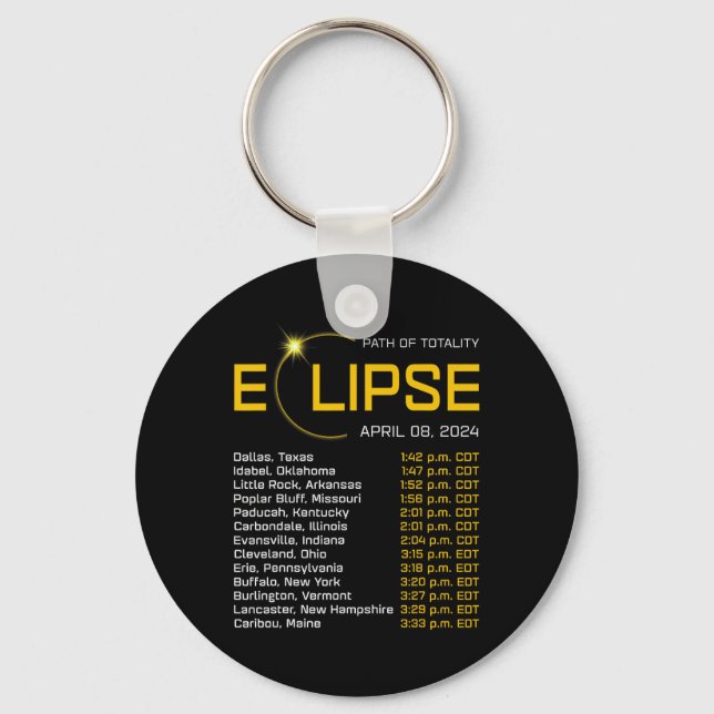Totality Path 2024 Eclipse Map Total Eclipse Astro Keychain (Front)
