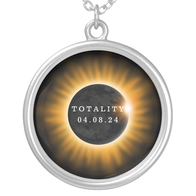 Totality Solar Eclipse 2017 Silver Plated Necklace (Front)