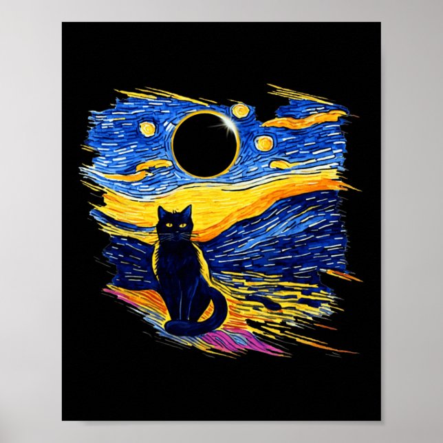 Totality Solar Eclipse 2024 Starry Night Van Gogh  Poster (Front)