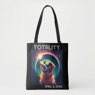 Totality Solar Eclipse April 8 2024 Funny Dog Tote Bag