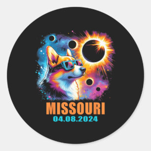 Totality Total Solar Eclipse 2024 Missouri Corgi D Classic Round Sticker