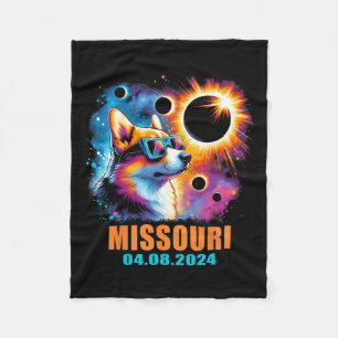 Totality Total Solar Eclipse 2024 Missouri Corgi D Fleece Blanket