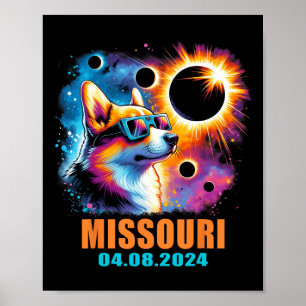Totality Total Solar Eclipse 2024 Missouri Corgi D Poster