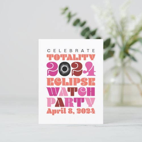 Totality Total Solar Eclipse 2024 Watch Party Invitation Postcard