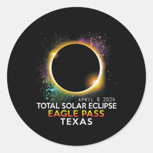 Totality Total Solar Eclipse Eagle Pass Texas Apri Classic Round Sticker