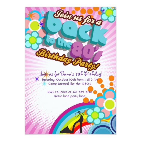 totally 80 s birthday bash girl party invitation zazzle com
