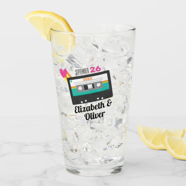 Totally 80s Cassette Wedding Glass (Front Ice)