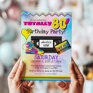 Totally 80's Colorful Birthday Party Invitation