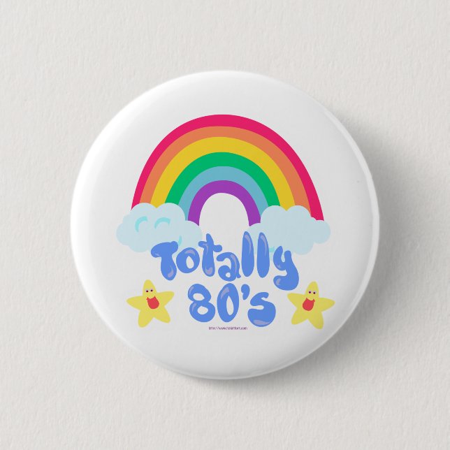Totally 80s Fun Cartoon Rainbow Kawaii Button (Front)