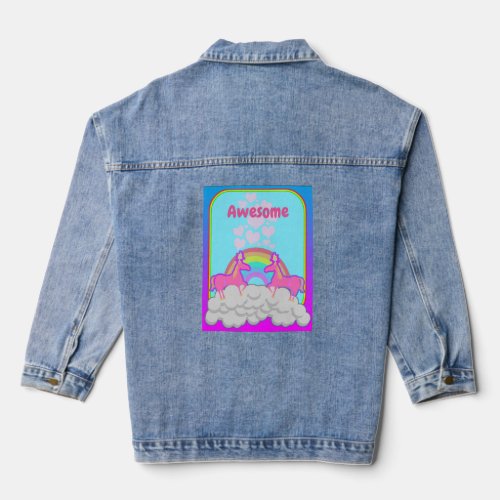 Totally 80s Fun Neon Inspired Unicorn Denim Jacket