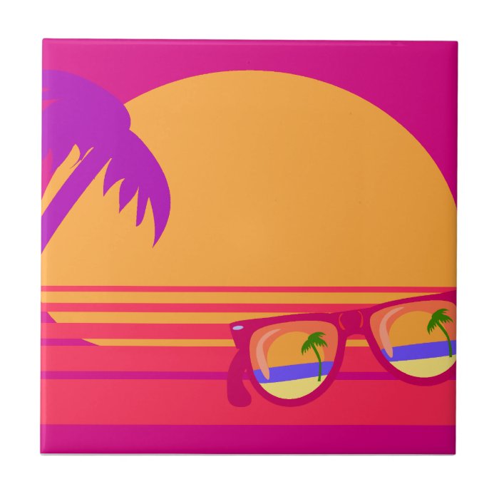 Totally 80's Neon Sunset Tiles