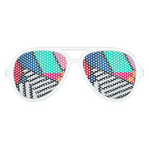 Totally 80s Painted Brick Block Colors Aviator Sunglasses