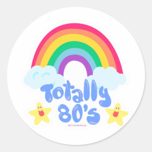 Totally 80s rainbow classic round sticker