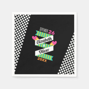 Totally 80s Stripes and Checkered Wedding Napkins