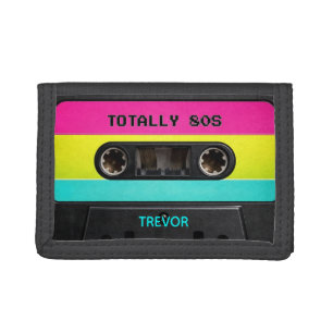 Totally 80's Vintage Cassette Custom Name Unisex Tri-fold Wallet
