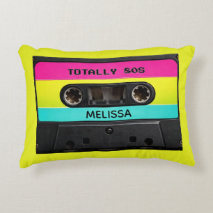 Totally 80's Vintage Cassette Tape Custom Name Accent Pillow