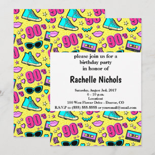 Totally 90's Patterned Invitation