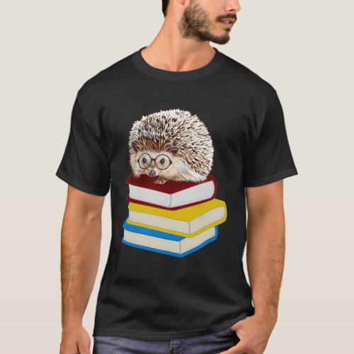 Totally Adorable Hedgehog Book Nerd T_Shirt