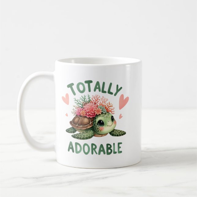 Totally Adorable Turtle Cute Art Coffee Mug (Left)
