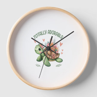 Totally Adorable Turtle with Coral Clock