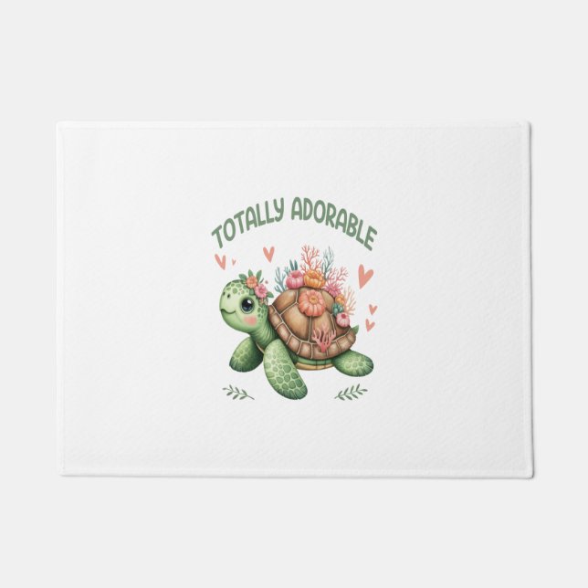 Totally Adorable Turtle with Coral Doormat (Front)